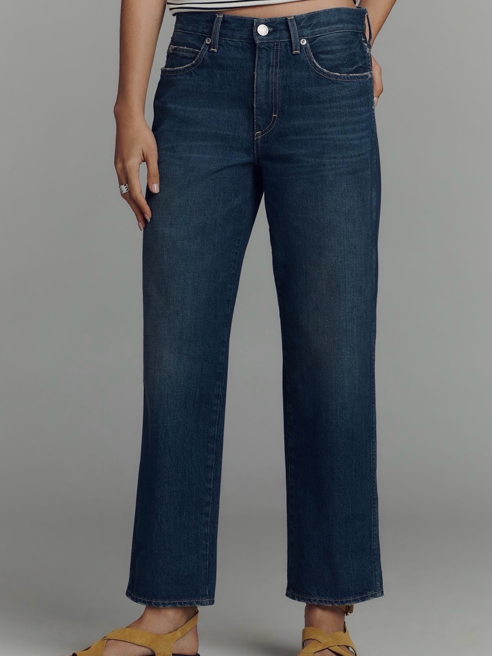 AMO Straight Leg Jeans in Dark Blue
